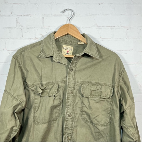 Red Head Brand Co Mens Green Long Sleeve Work Shirt Button Down Size Medium - Picture 2 of 11